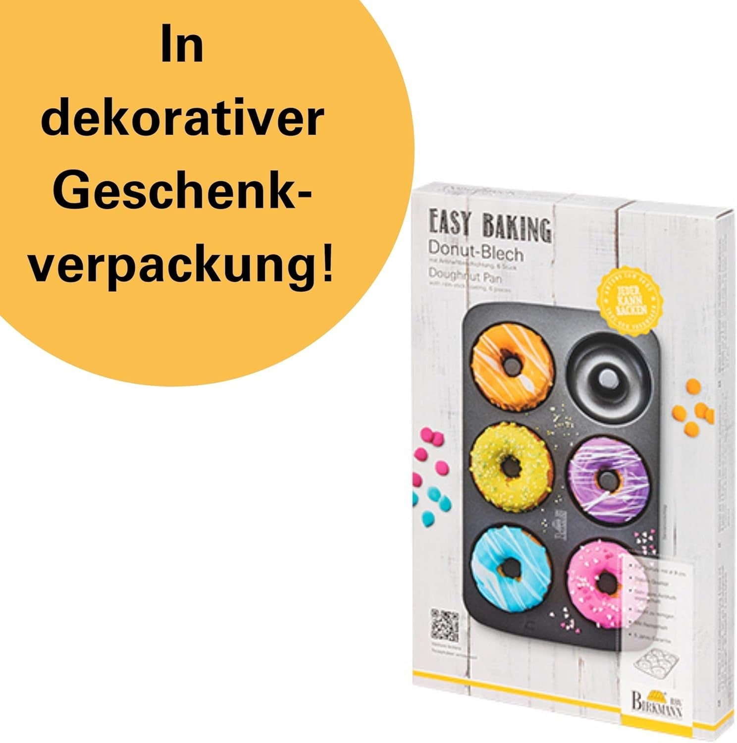 Birkmann, Easy Baking, Donutblech, Backform Für 6 Donuts, Mit Hochwertiger Antihaftbeschichtung, Ø 9 Cm, Mit Rezept, 881631 Moules et plaques pour la cuisson Naty Shop