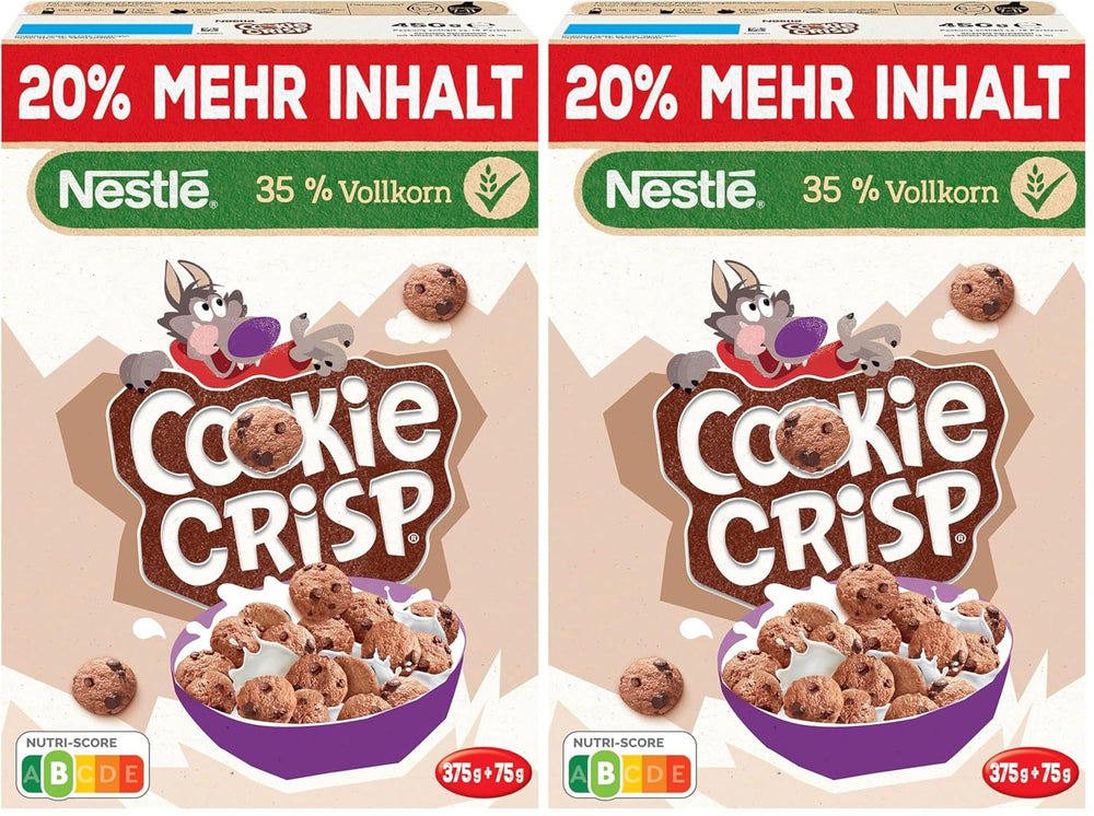 Nestlé Cookie Crisp (+20%), céréales de petit-déjeuner à grains entiers pour enfants, paquet de 1 (1x450g)