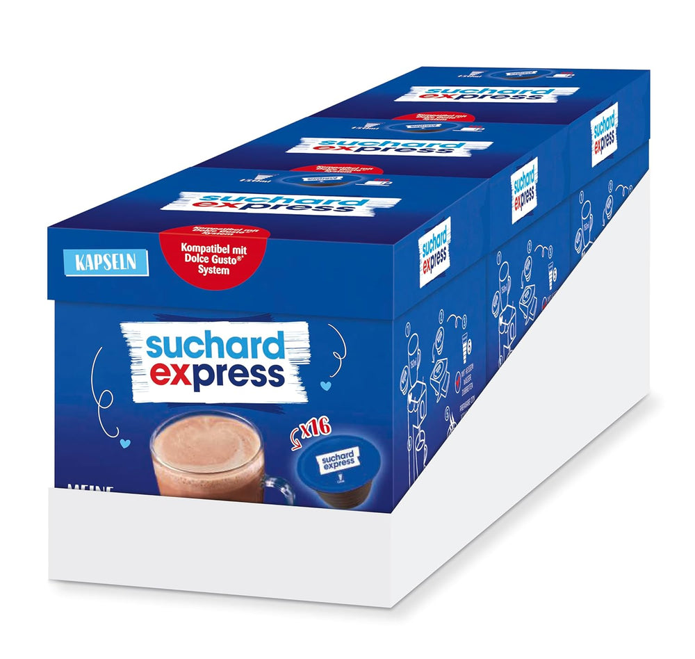 Suchard Express Kakao Capsules pour Dolce Gusto, 3x 16 Capsules, compatibles avec Machine Nescafé Dolce Gusto, Cremige Trinkschokolade