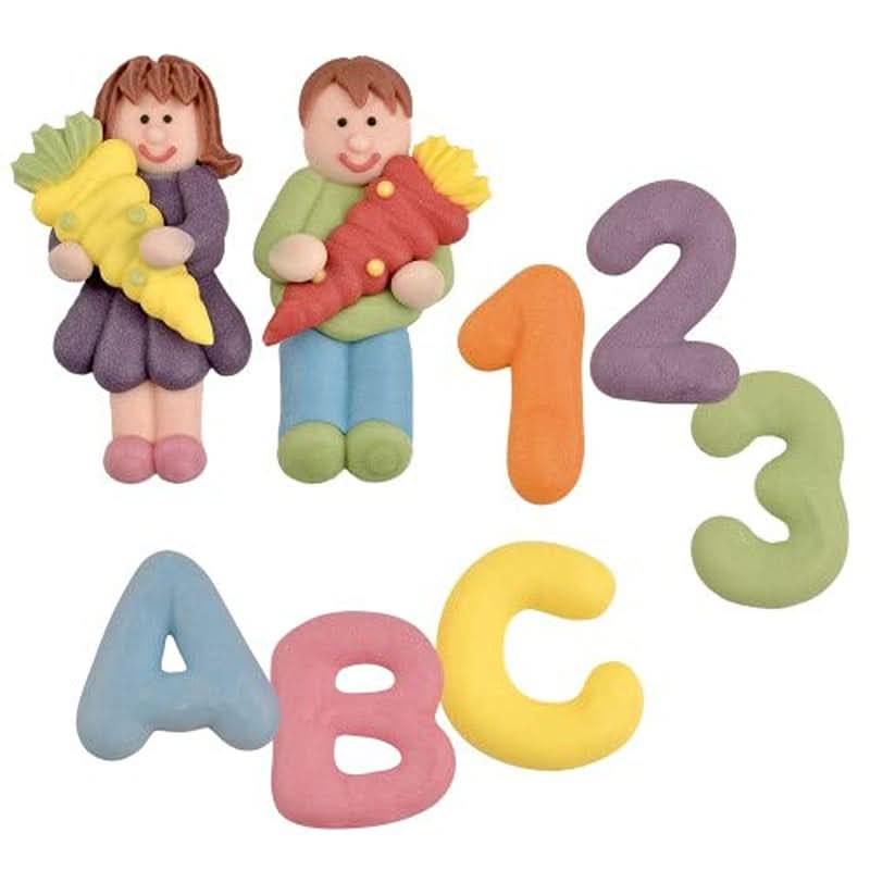 Günthart, 8 figurines en sucre pour la rentrée scolaire et les lettres, 115 grammes Sprinkles Naty Shop