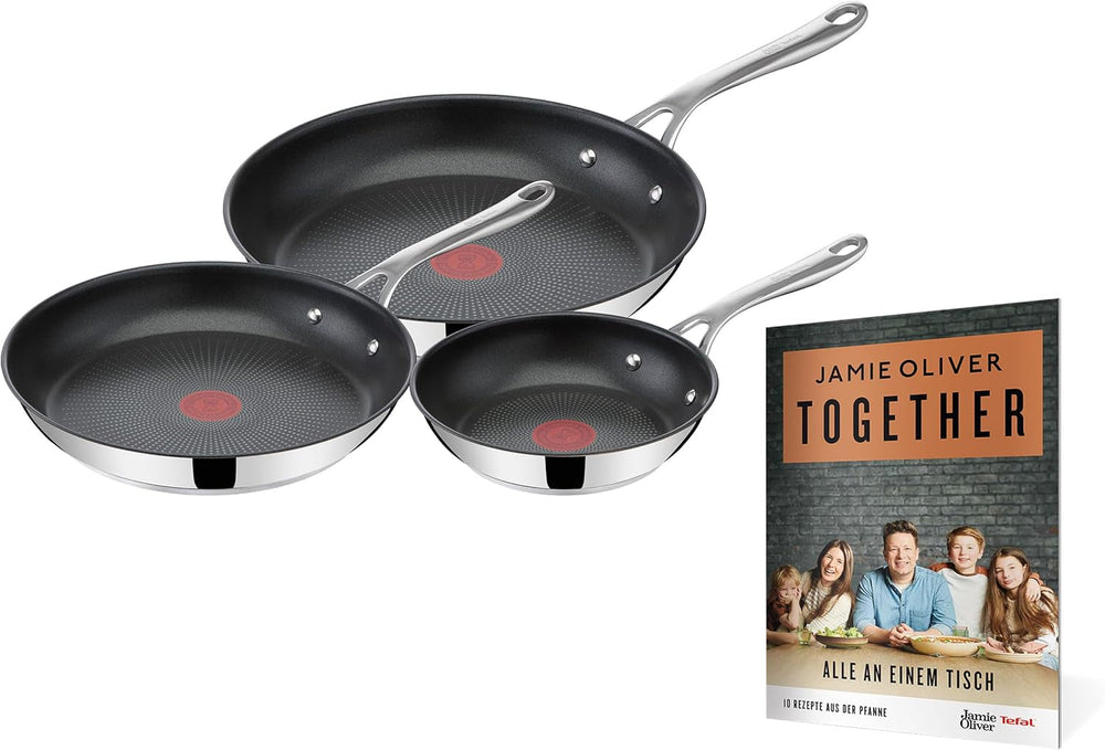Tefal Jamie Oliver Cook'S Direct, antiadhésif, compatible induction, passe au four Casseroles et poêles Naty Shop Avec livret de recettes "Together" 20, 24, 28 cm