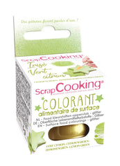 Scrapcooking - Colorant Alimentaire Vert Citron - Poudre Pailletée Comestible pour Surfaces - Pour Gâteaux, Biscuits, Macarons, Chocolat et Fudge - Vert Citron - 4087