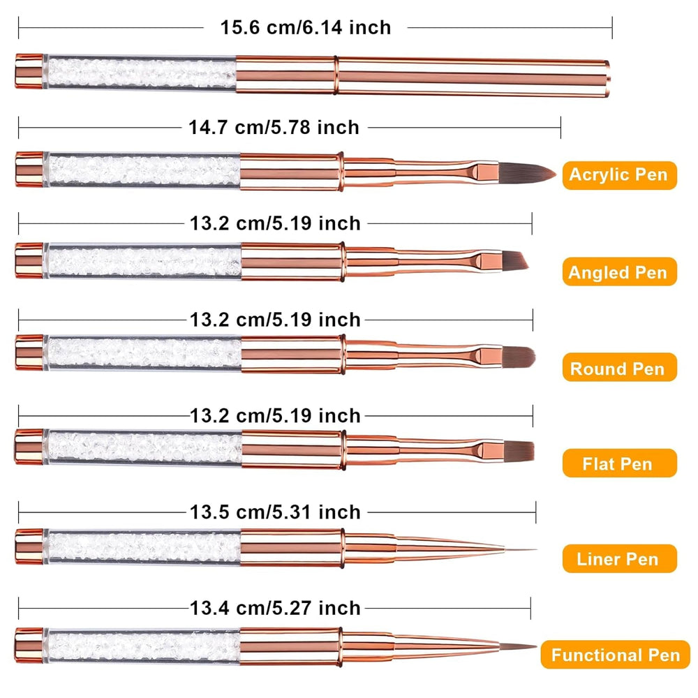 6 pièces brosses à ongles avec capuchon ongles UV Gel acrylique brosse à ongles brosse à ongles Gel partiel ensemble de pinceaux d'art des ongles