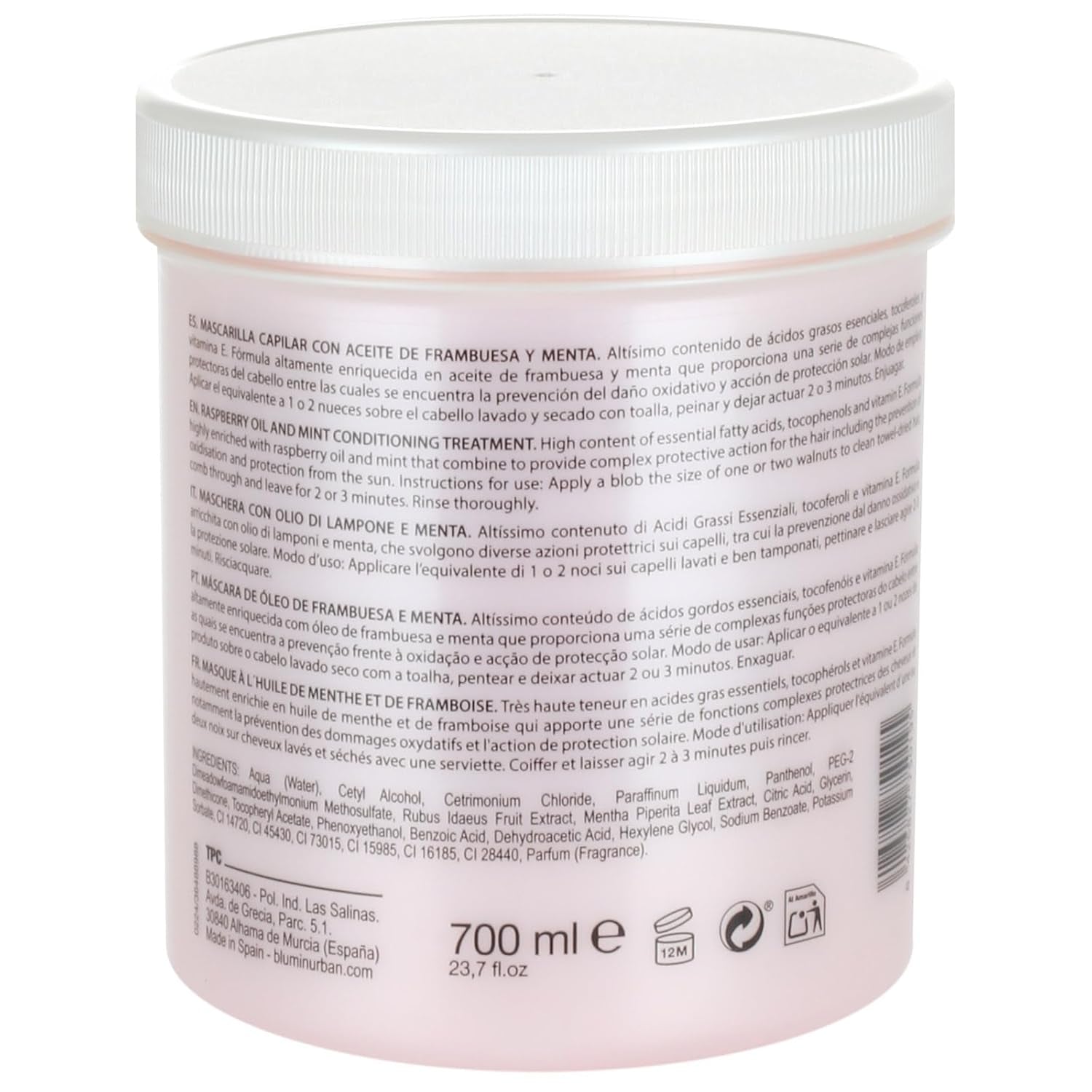 Masque capillaire à l'huile de framboise et de menthe Urban, 700 ml Naty Shop masque capillaire
