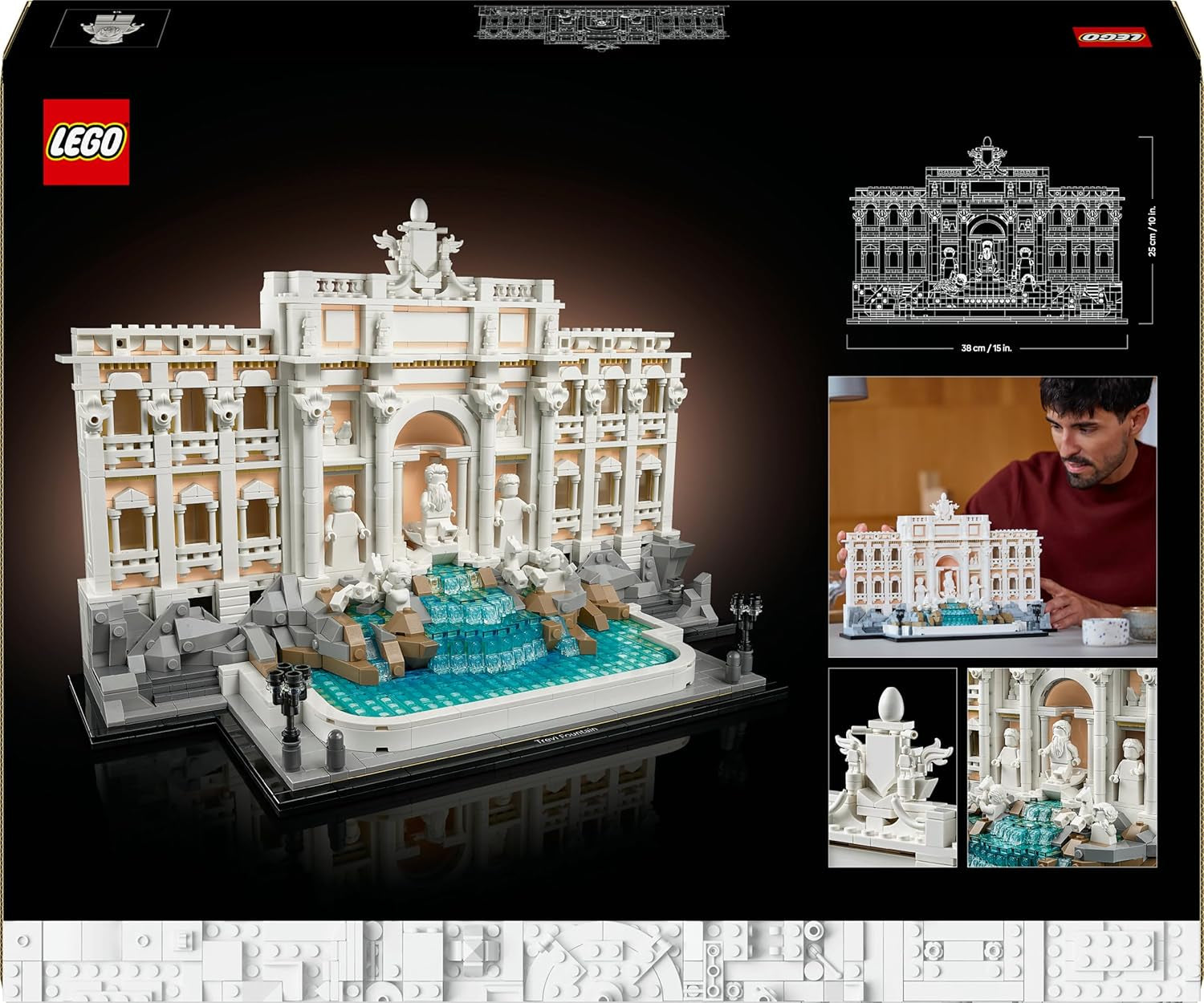 LEGO Architecture Trevi-Brunnen - Modell eines Wahrzeichens von Rom mit Minifiguren Skulpturen - Sammlerstück für das Büro und Wohnzimmer - Geschenk für Erwachsene und Architekturliebhaber 21062
