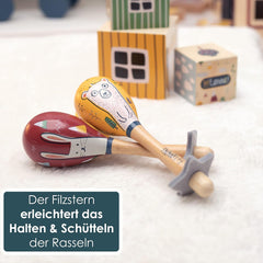 HEJ LØNNE lot de 2 cloches en bois - Maracas pour enfants - instrument de musique en bois pour favoriser la motricité, la coordination et le comportement social - cloche en bois pour enfants - jouet pour enfants Jouets Bebe Naty Shop