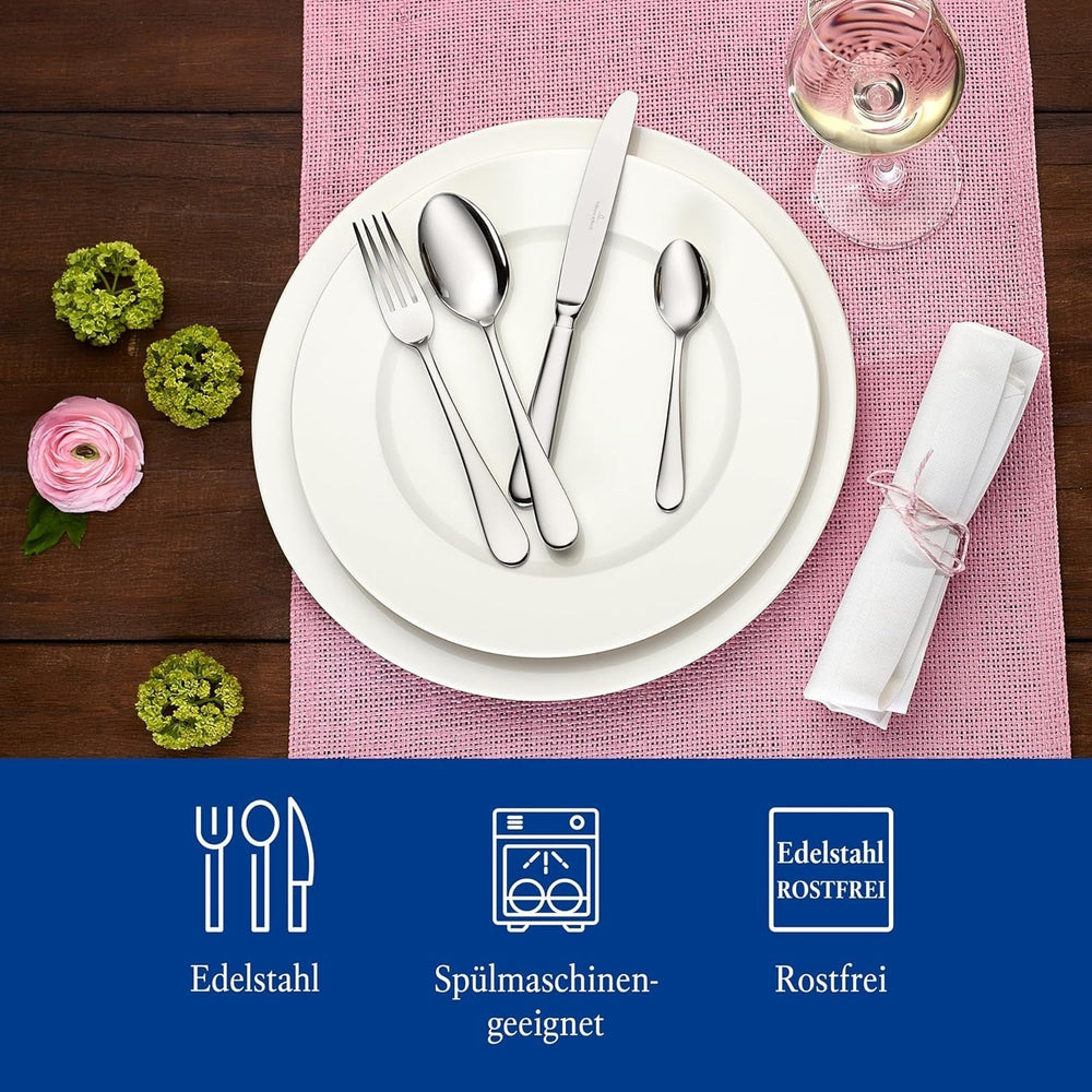 Villeroy & Boch – Oscar Tafelbesteck 24 Teilig 6 Personen, Spülmaschinenfest, Rostfrei, Besteck Set, Essbesteck, Messer Gabel Löffel Set, Set de couverts, Besteckset Edelstahl, Edelstahl Kitchen Naty Shop