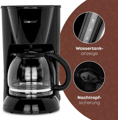 Machine à expresso Clatronic® | Machine à expresso automatique pour 12-14 tasses (environ 1,5 litre) | Machine à expresso avec filtre et système anti-goutte | 900W | Expresso KA 3473 Noir