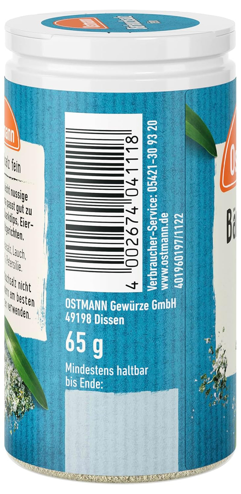 Ostmann Gewürze - Bärlauchsalz | Idéal pour Herzhaften Gemüse oder Fleischgerichten Recyclebare, nachfüllbare Streudose | 65 g dans du Streuer