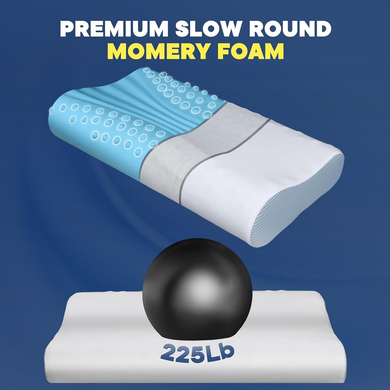 Soulagement des douleurs cervicales Oreiller rafraîchissant pour le cou Oreillers de couchage en mousse à mémoire de forme Oreiller cervical pour les douleurs au cou et aux épaules Oreiller de lit ergonomique Oreiller de soutien du cou pour les dormeurs sur le ventre et le dos Oreillers orthopédiques cervicaux Naty Shop