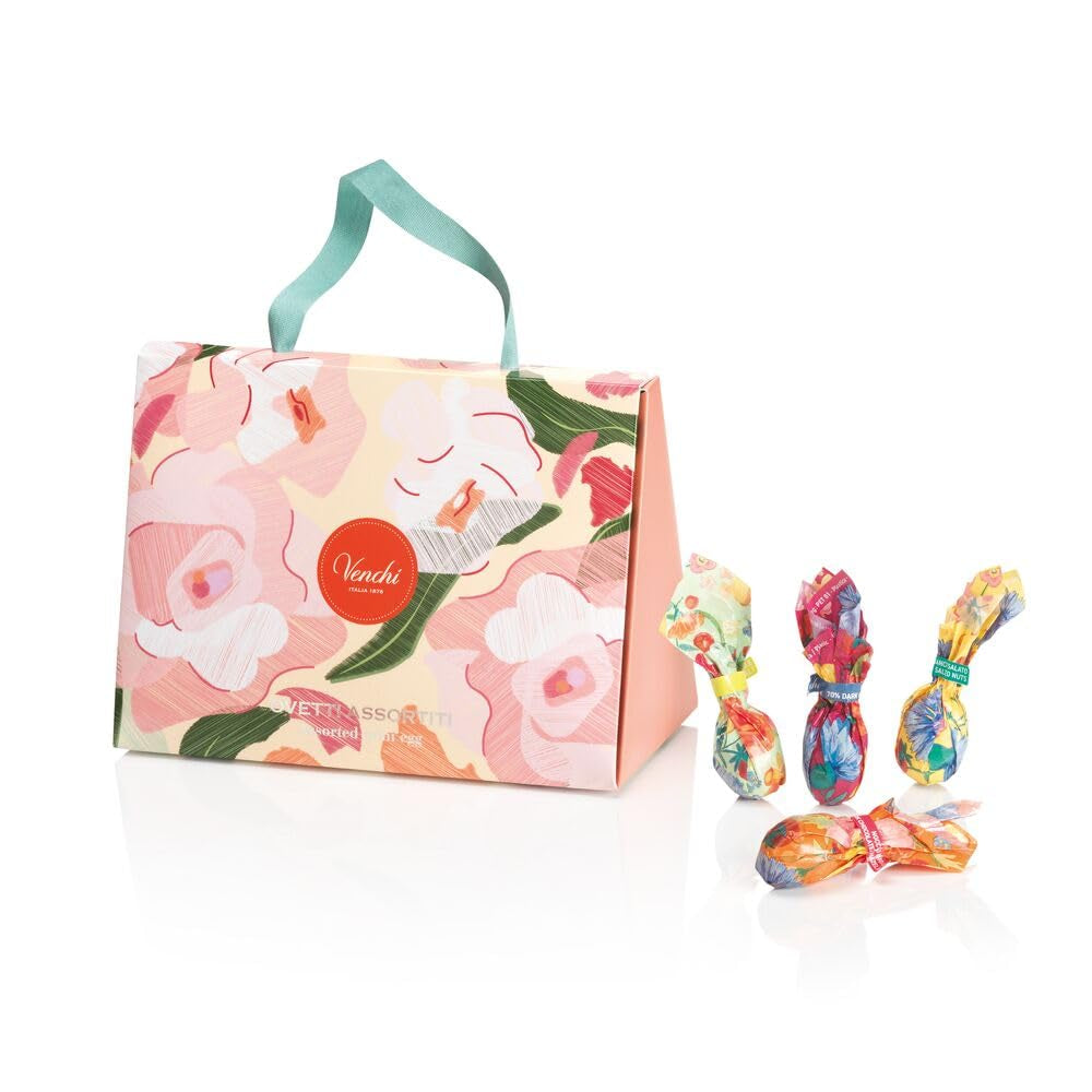 Coffret cadeau avec ovetti di cioccolato collection Camelia 200 g