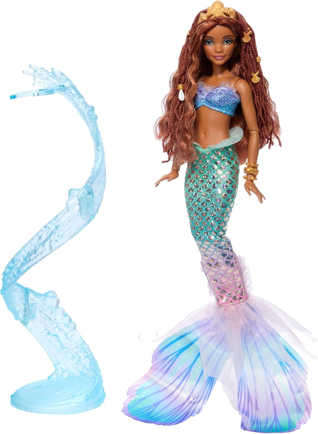 Mattel Disney Ariel La Petite Sirène – Poupée Sirène de luxe avec perles de cheveux et support de poupée pour un jeu et une exposition imaginatifs, pour les enfants de 3 ans et plus, HNF42