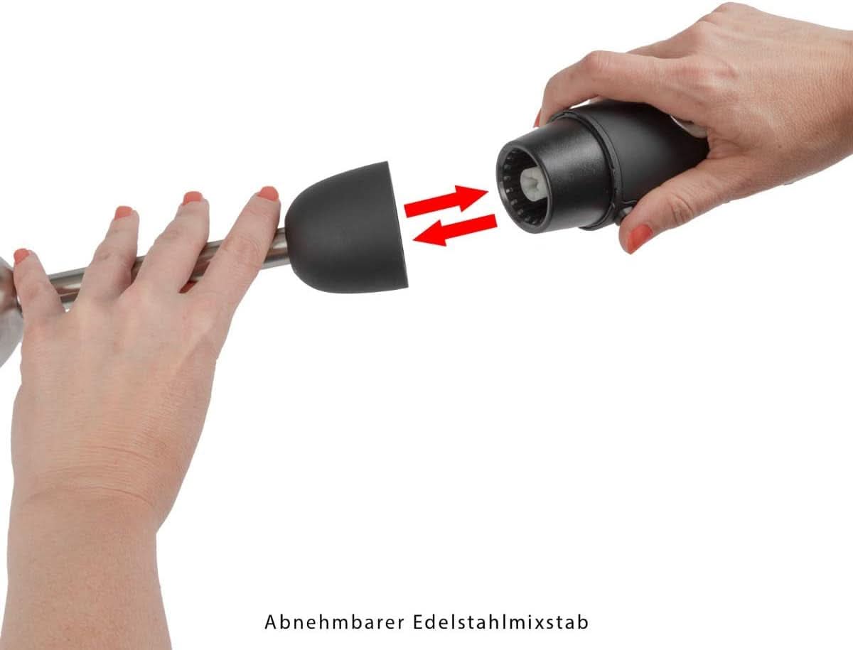 Clatronic Stabmixer SM 3739 Pürierstab, Handmixer, Mixer Für Smoothie, Shakes, 2 Stufen-Schalter, Multizerkleinerer, Edelstahl-Stab and Messer, Aufhängeöse, 800 Watt Motor, Schwarz-Edelstahl Mother and Child Naty Shop