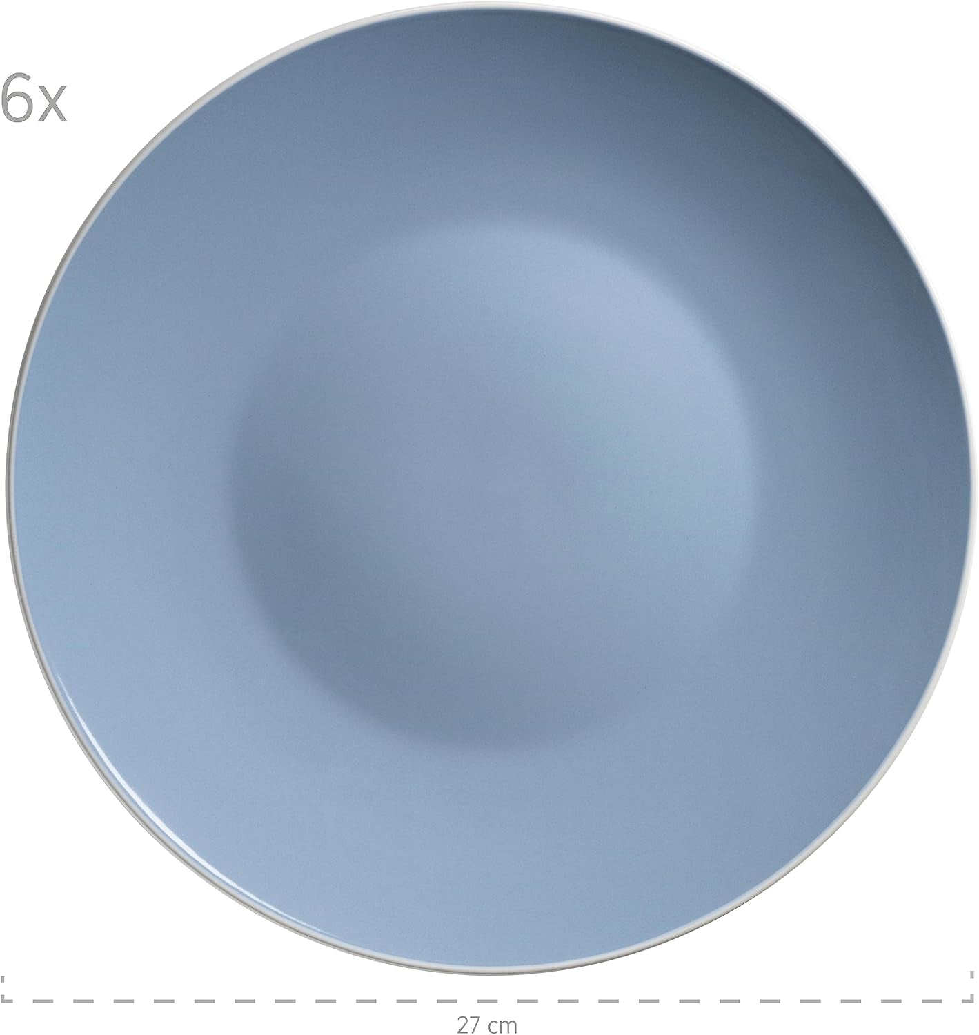 MÄSER 931844 Elissa - Service de table moderne pour 6 personnes, bleu avec bord blanc, ensemble combiné de 24 pièces, céramique