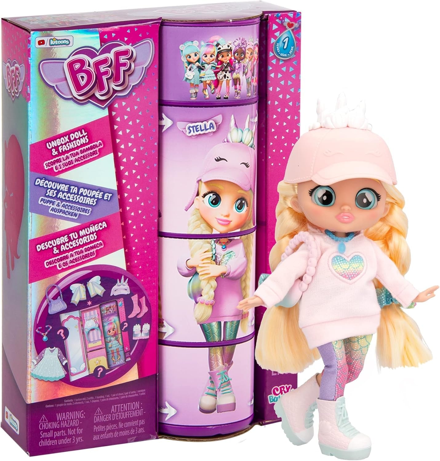 S2 Hannah Modepuppe mit Langen Haaren, Stoffkleidung und 10 Accessoires – Spielzeuggeschenk für Mädchen und Jungen + 5 Jahre