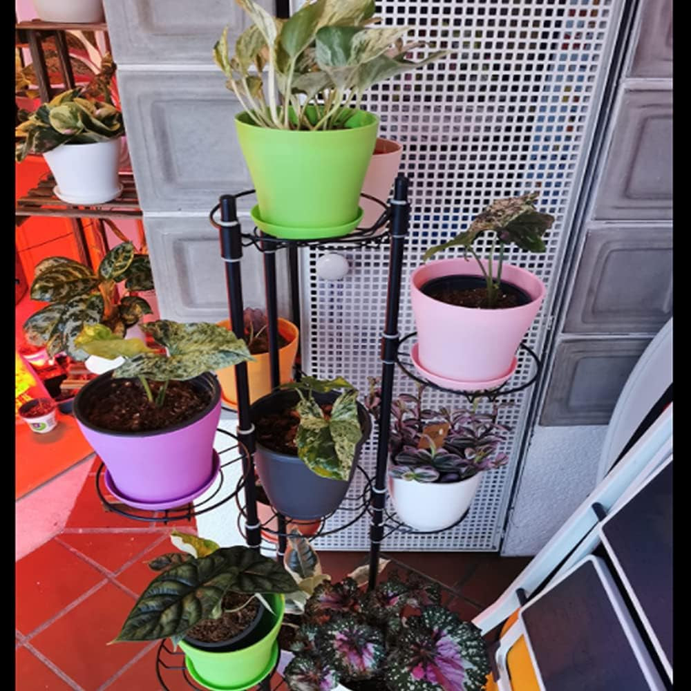 Grands pots de fleurs en plastique de 20 cm avec soucoupes, pots de fleurs blancs à arrosage automatique avec soucoupes, pots de semis en plastique, pots épais pour plantation intérieure et extérieure (6 pièces)