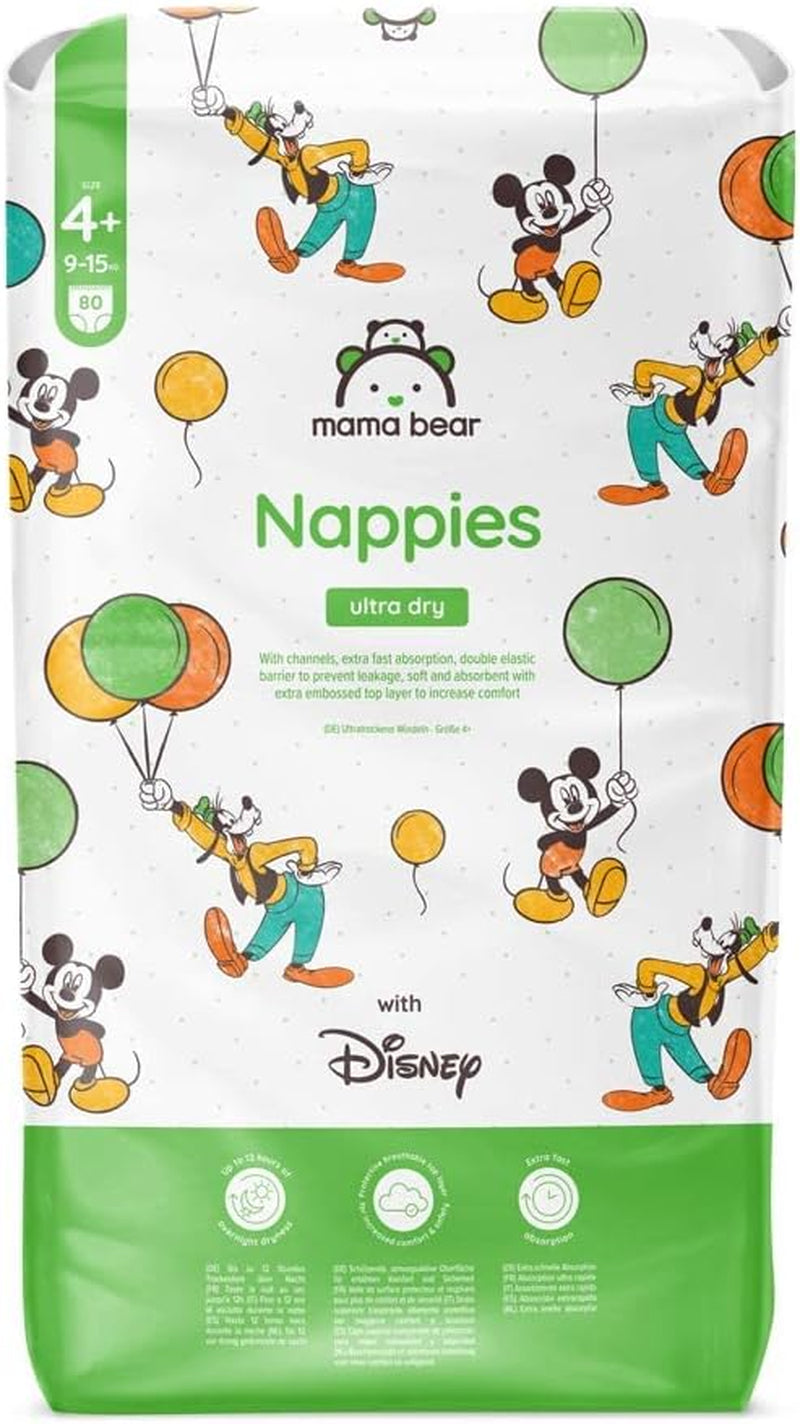 Marque Amazon : Mama Bear Disney Couches Ultra Dry, taille 3 (4-9 kg) – Boîte mensuelle, blanche, 172 unités (2 paquets de 86)