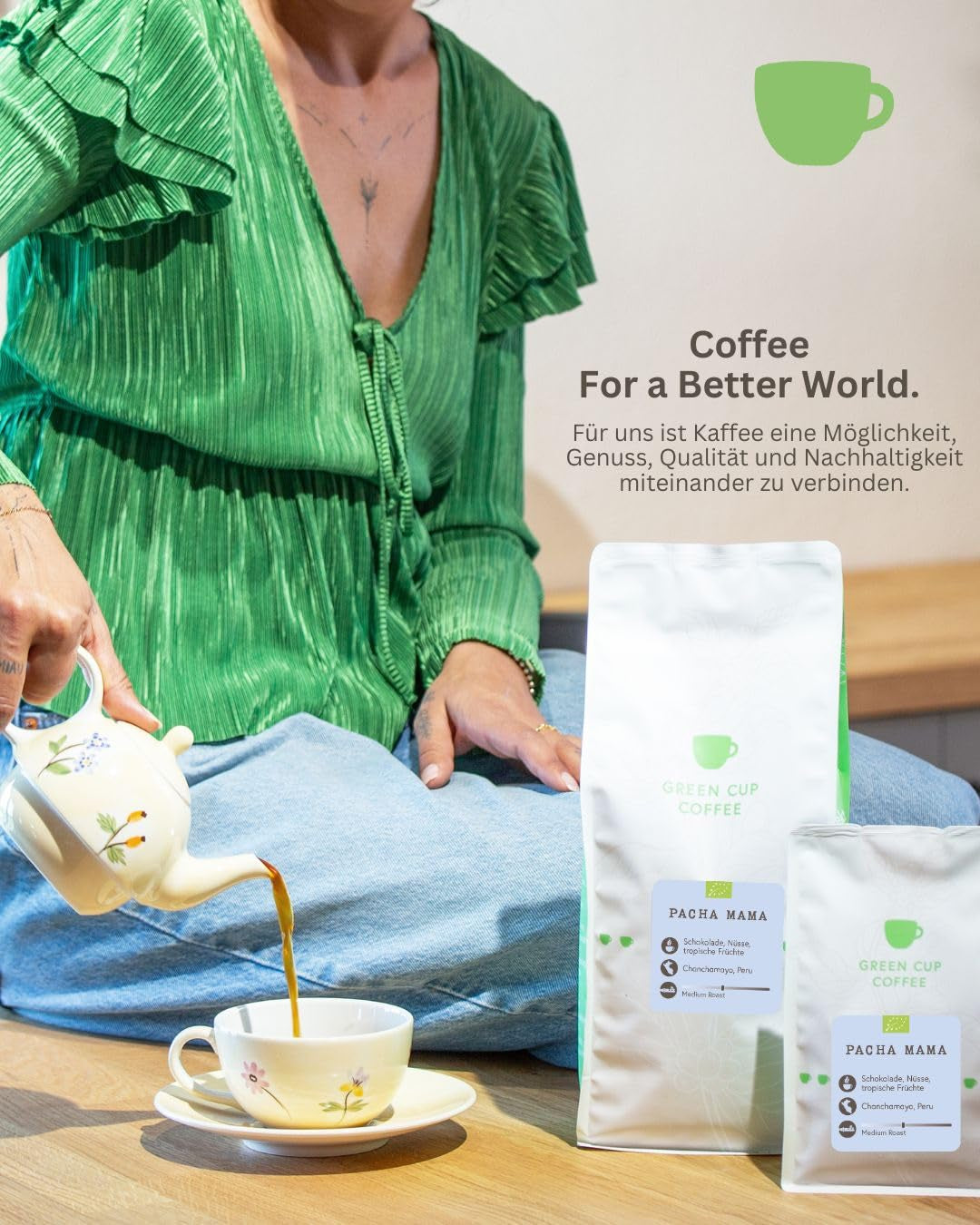 Café - Pacha Mama I 100% Arabica I Kaffeebohnen 1kg I Perfekt für jede Zubereitung - Moka Kanne, Siebträger, Vollaautomat, Brühkaffee mit schokoladig, nussigen Aroman I miltre Röstung