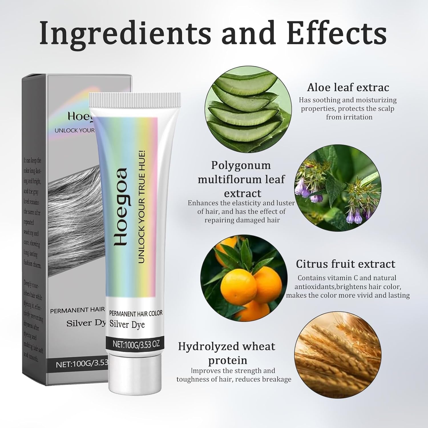 Teinture capillaire 2 en 1 gris argenté Teinture capillaire naturelle à base de plantes gris argenté pour tous les types de cheveux adaptée aux outils jetables (100 g) Naty Shop Hair Dye