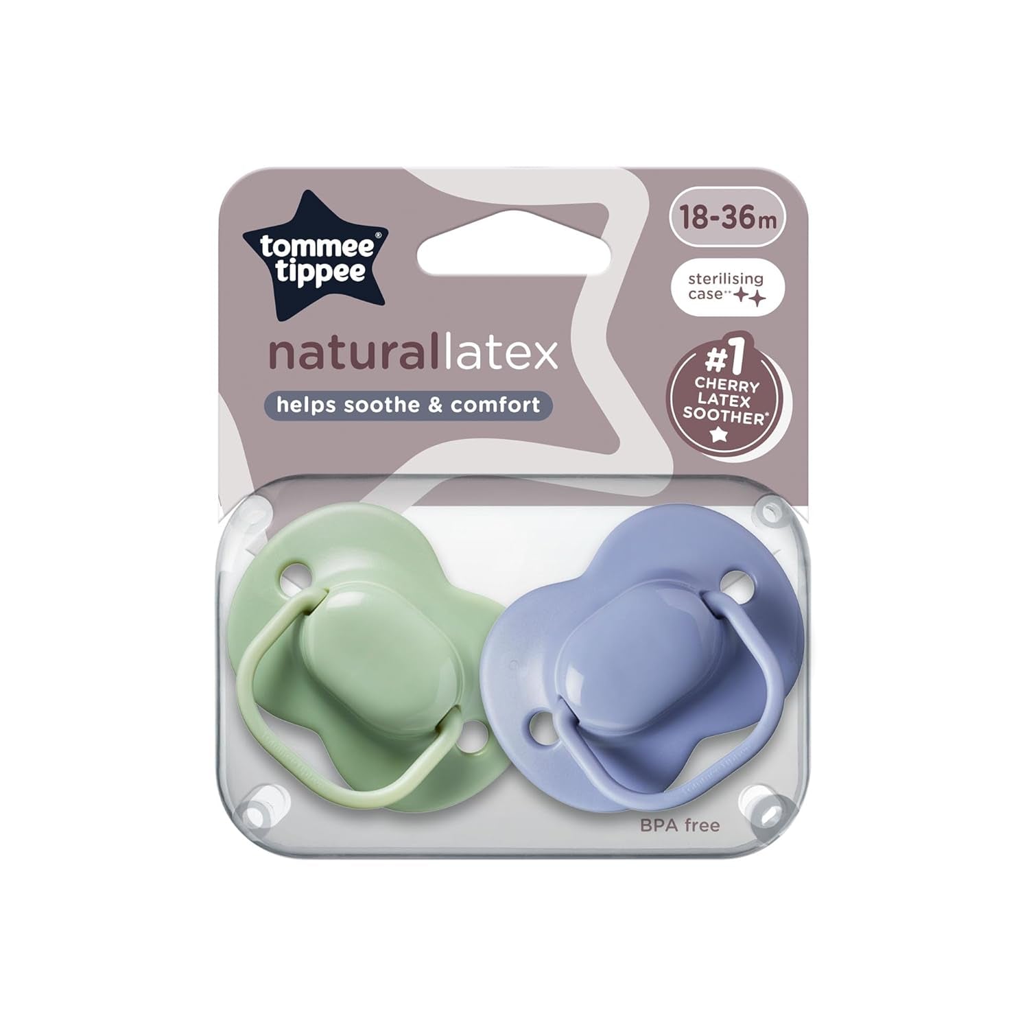 Tommee Tippee Sucettes en latex cerise 0-6 mois paquet de 2 sucettes en latex 100 % naturel