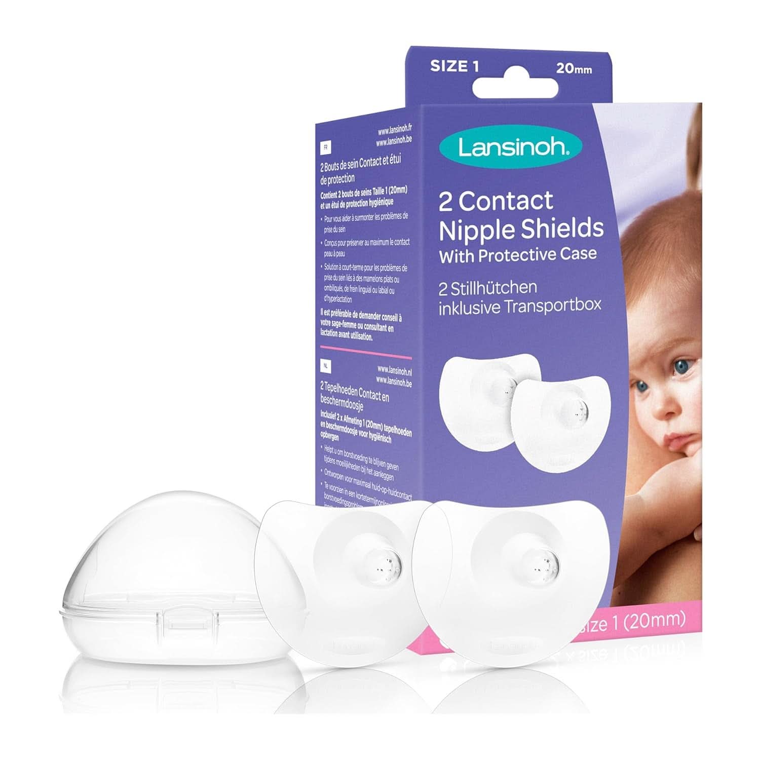 Lansinoh Stillhütchen 20 Mm (Größe 1), 2 Stück Inkl. Aufbewahrungsbox - Angenehmes Tragegefühl - Trotz Anlegeschwierigkeiten Weiter Stillen Accesorii Hrana si Alaptare Bebe Naty Shop