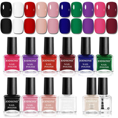 JODSONE Lot de 12 vernis à ongles 10 couleurs combinaison 2 couches de base et top coat Vernis à ongles à séchage rapide pour amateurs et débutants