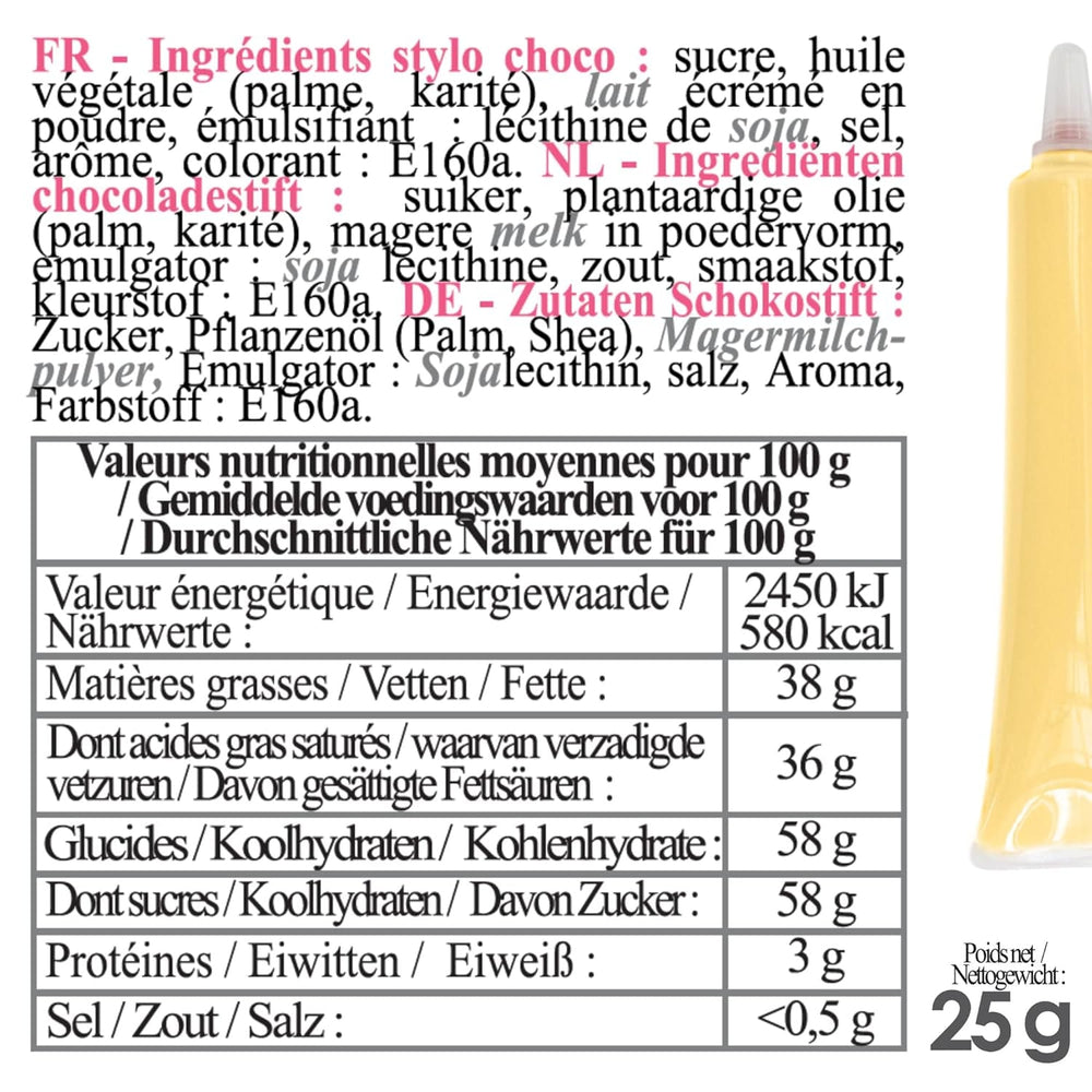 Scrapcooking - Stylo à Sucre Jaune Pastel - Sucre d'Écriture Jaune 25 g - Stylo à Sucre Comestible Décoratif - Écriture et Dessin - Etiquetage Fondant, Glaçage, Gâteaux - 6804
