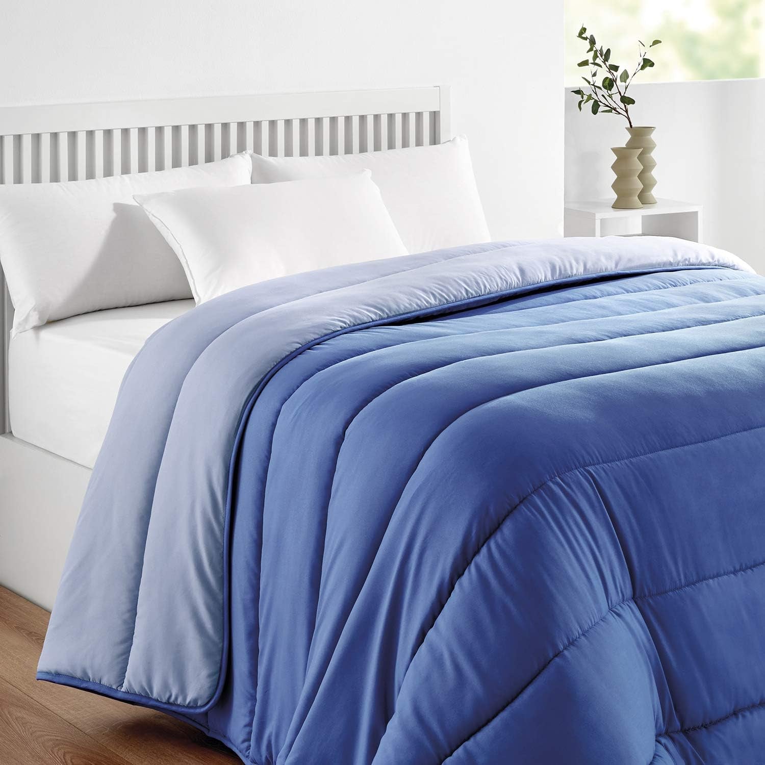 Pikolin Home - Couette réversible 300 G - Garnissage Nordique Bicolore - Pour lit 100/105 - Garnissage Plumes, Chaud, Respirant, Gris clair/gris naturel, 180 X 220 Cm Couettes et couettes Naty Shop