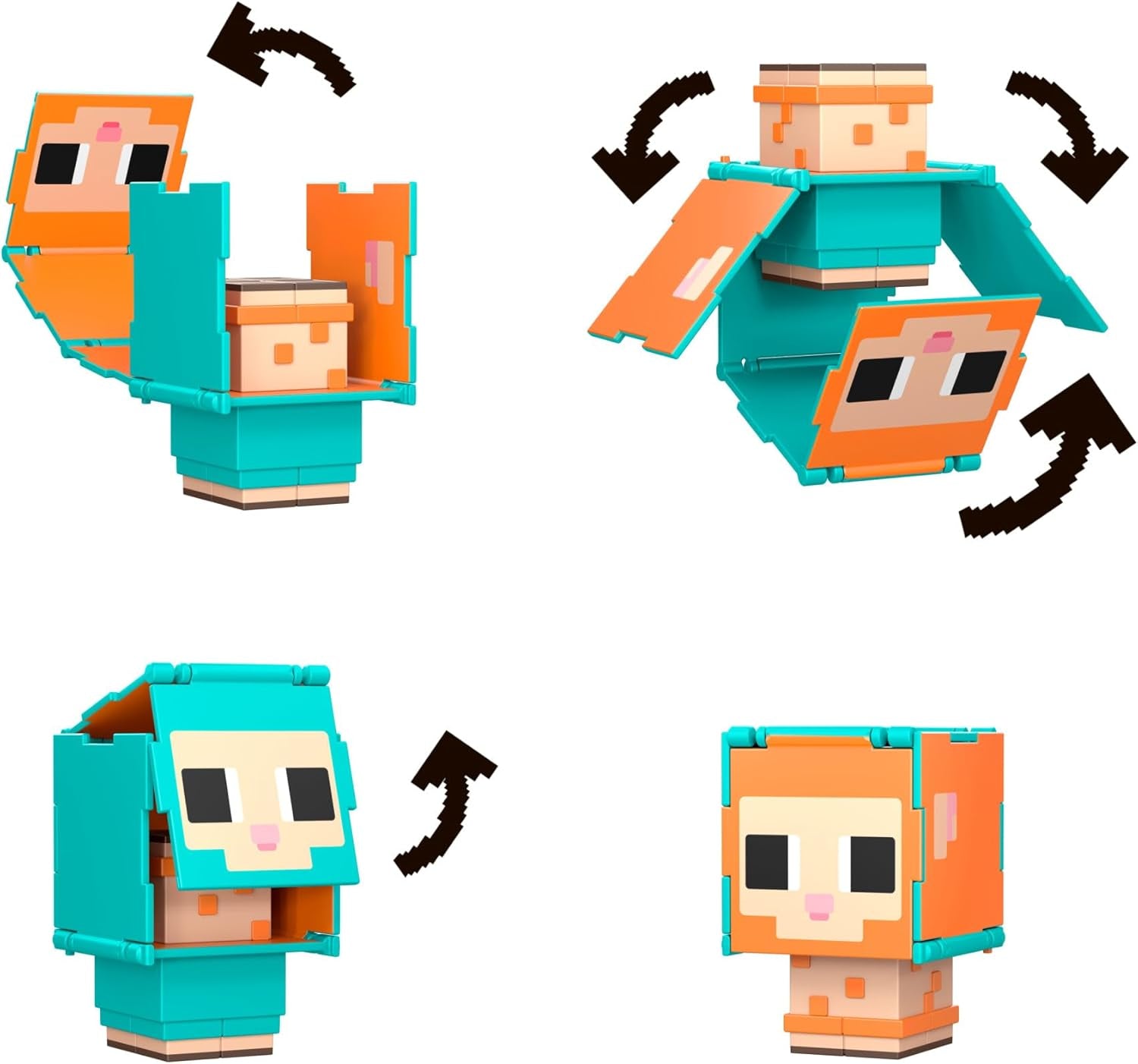 Mattel Minecraft Flippin' Figs - Pack de 2 moutons et poulets avec figurines de jeu 2 en 1, grosses têtes et design pixel HXK17 Figurines d'action Naty Shop