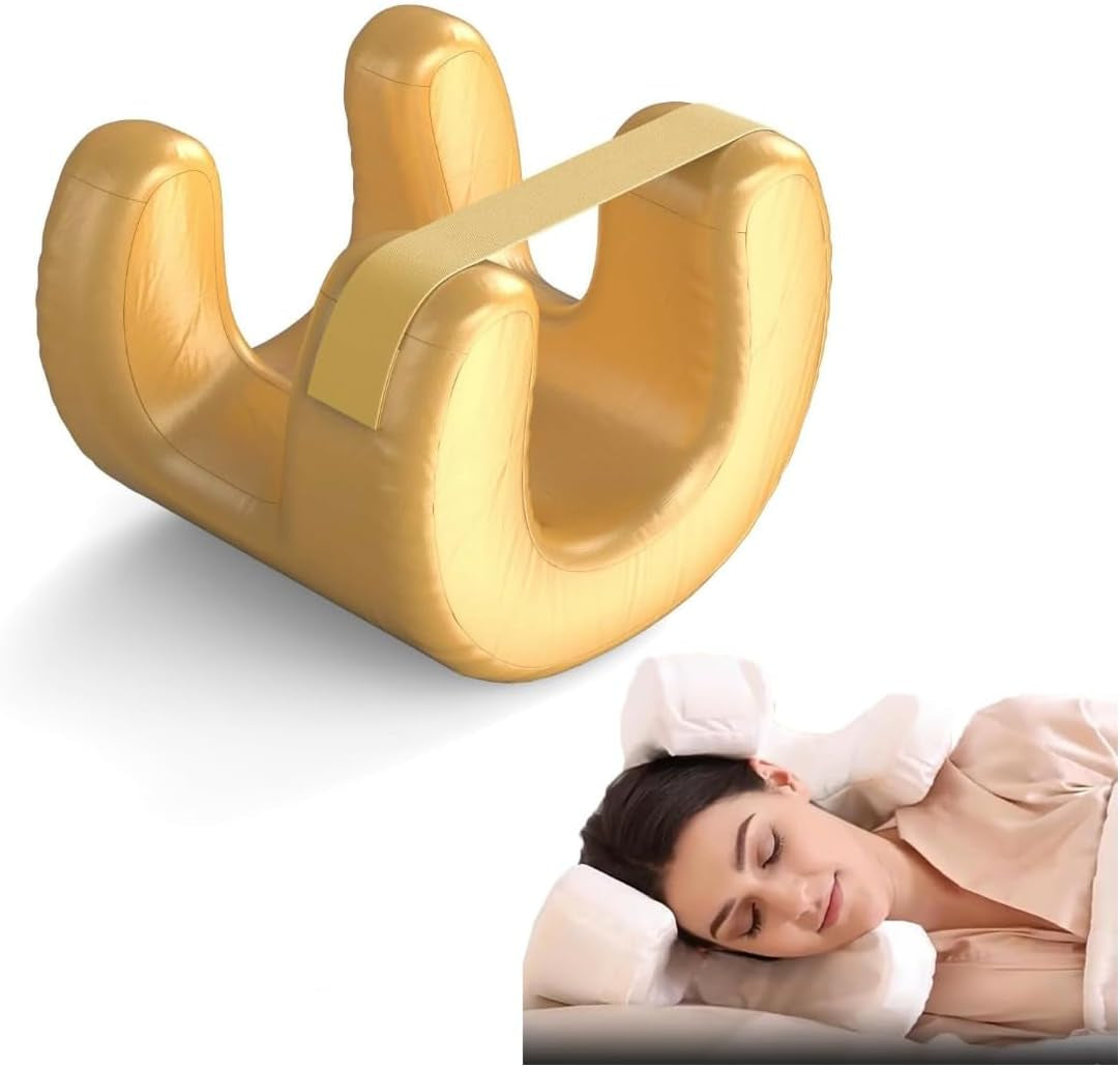 Pernă de frumusețe, pernă antirid, pernă ortopedică de sprijin pentru gât, pernă de frumusețe anti-îmbătrânire, pernă din spumă de memorie, pernă de sprijin pentru gât, pentru a menține ridurile faciale, pernă de dormit (negru) Perne ortopedice cervicale Naty Shop Aur