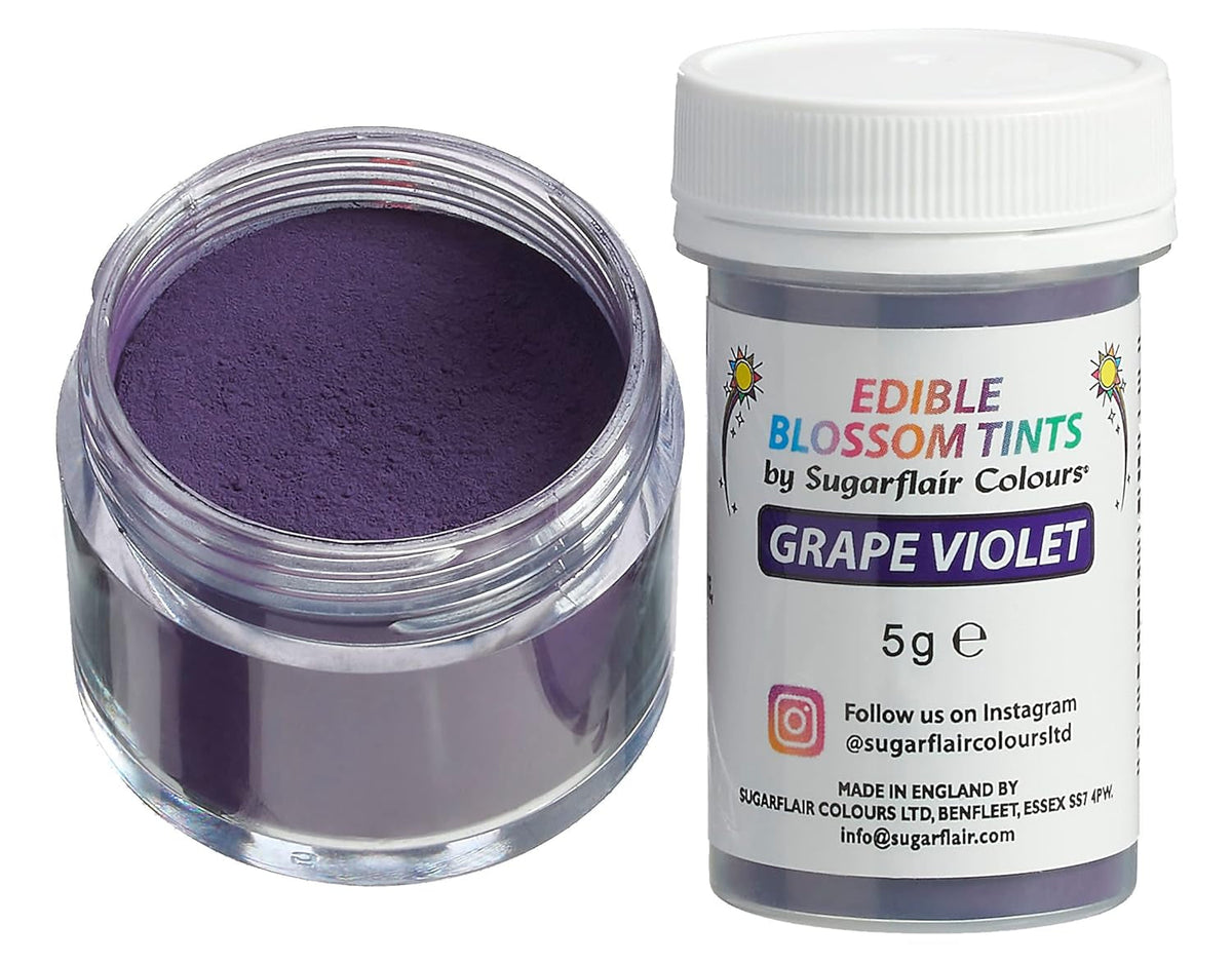 Sugarflair Blossom Tint Dust Grape Violet Colorant Alimentaire en Poudre - Colorant Alimentaire en Poudre pour décorations de gâteaux, Fondant, glaçage, Chocolat, crème au Beurre, macarons et Plus - 5G