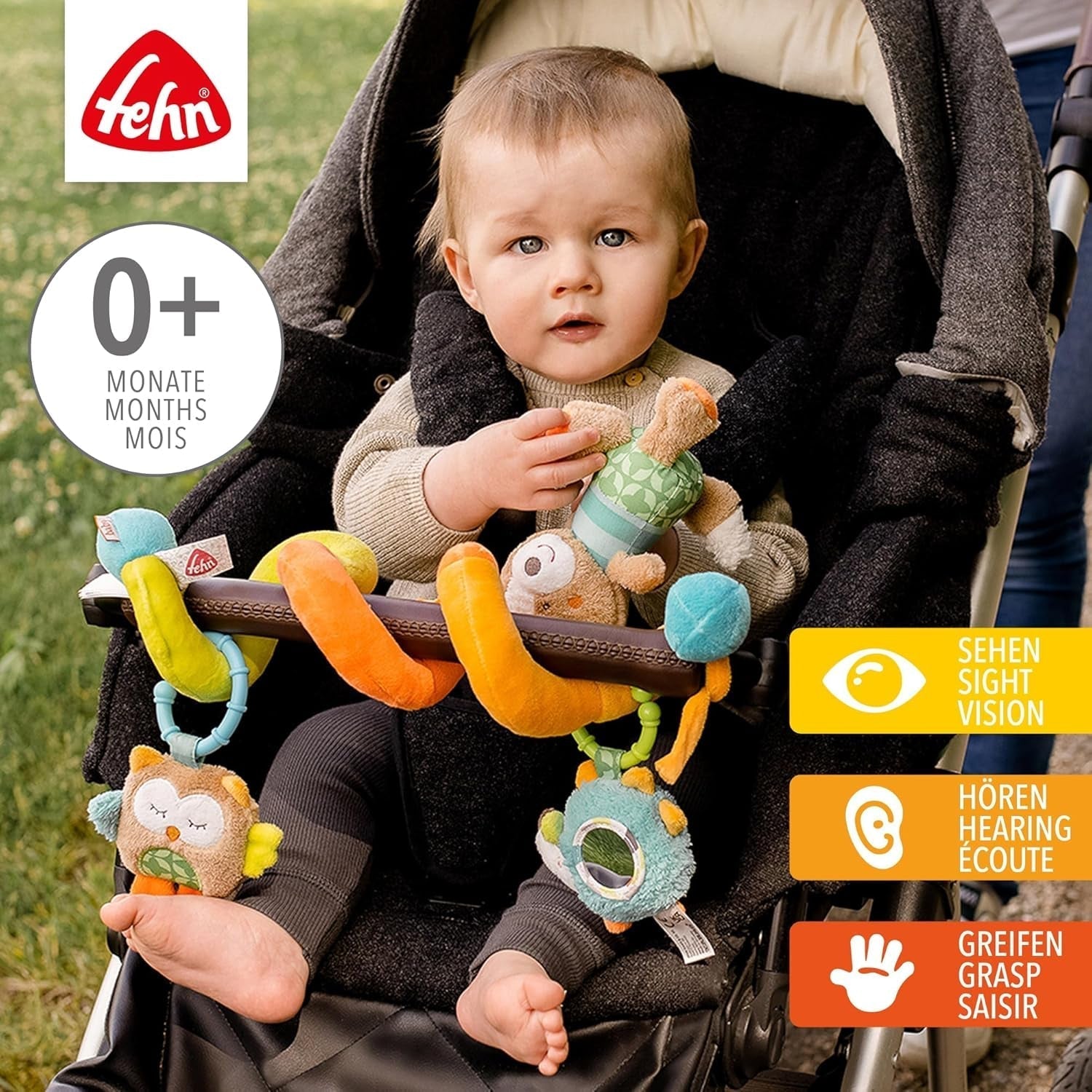 Fehn Activity Spiral Sleeping Forest - jouet pour poussette à toucher et à tenir - jouet pour bébé pour lit, parc, landau et siège auto - jouet d'activité motrice pour bébés et jeunes enfants à partir de 0 mois Baby Toys Naty Shop