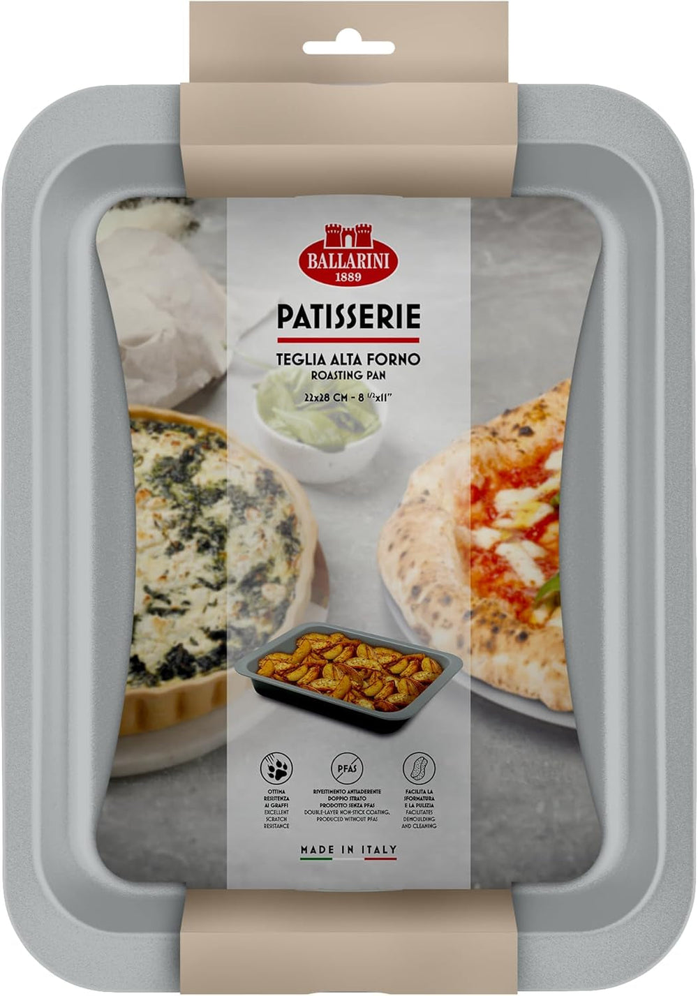 Ballarini, Plat à four, différents modèles Moules et plaques à pâtisserie Naty Shop Gris Plaque à four haute 22 x 28 cm