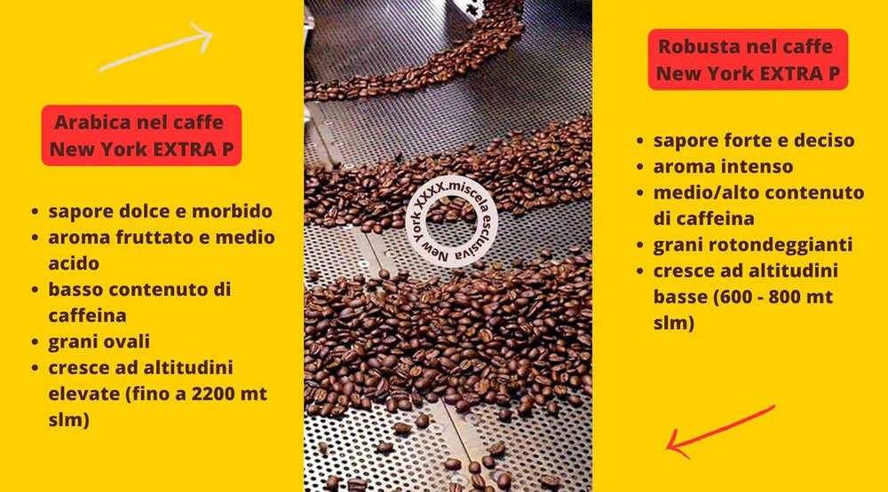 New York Coffee - EXTRA P - Boabe de cafea, gust puternic și hotărât, boabe Arabica și Robusta, pentru măcinare, espresso italian, amestec de bar - calitate superioară din 1930 - 1 kg, boabe