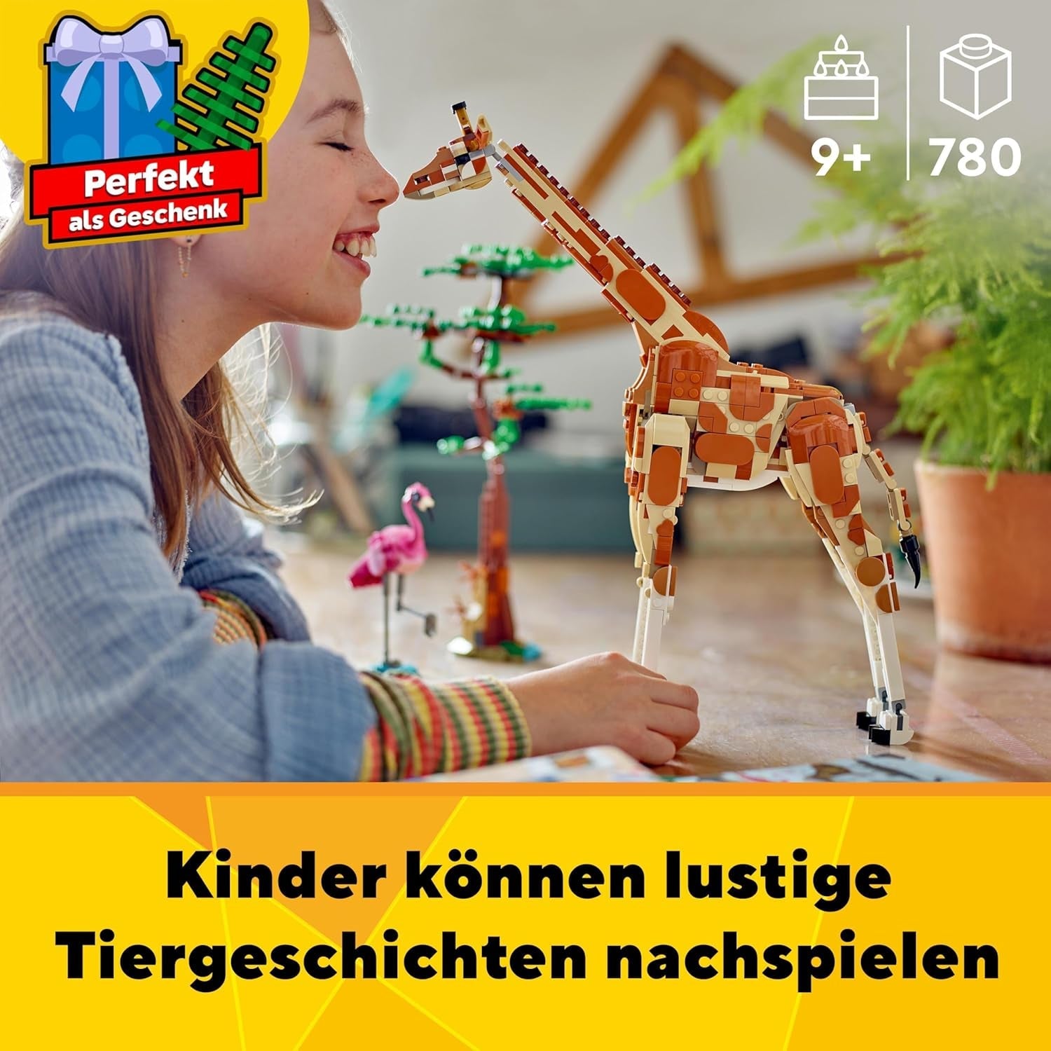 LEGO Creator 3In1 Animal Safari, set créatif avec figurines d'animaux, 3 options de construction : girafe, gazelle et lion jouets, animaux jouets pour filles et garçons, cadeau naturel pour les enfants à partir de 9 ans 31150 Jeux de construction Beuche den LEGO-Store