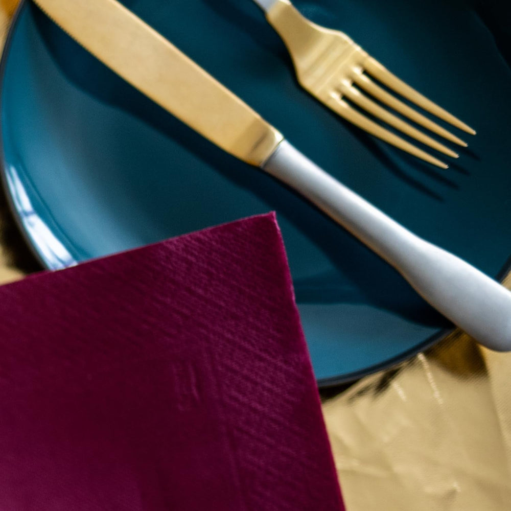 Serviettes en papier Renova doré bordeaux - 40 serviettes
