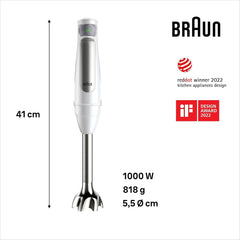 Braun Household Hogar Multiquick 7 Brassmixer, Spritzschutz-Technologie, Spülmaschinenfest, Bpa-Freier Kunststoffbecher, MQ7000, 1000 W, Weiß Kitchen Naty Shop