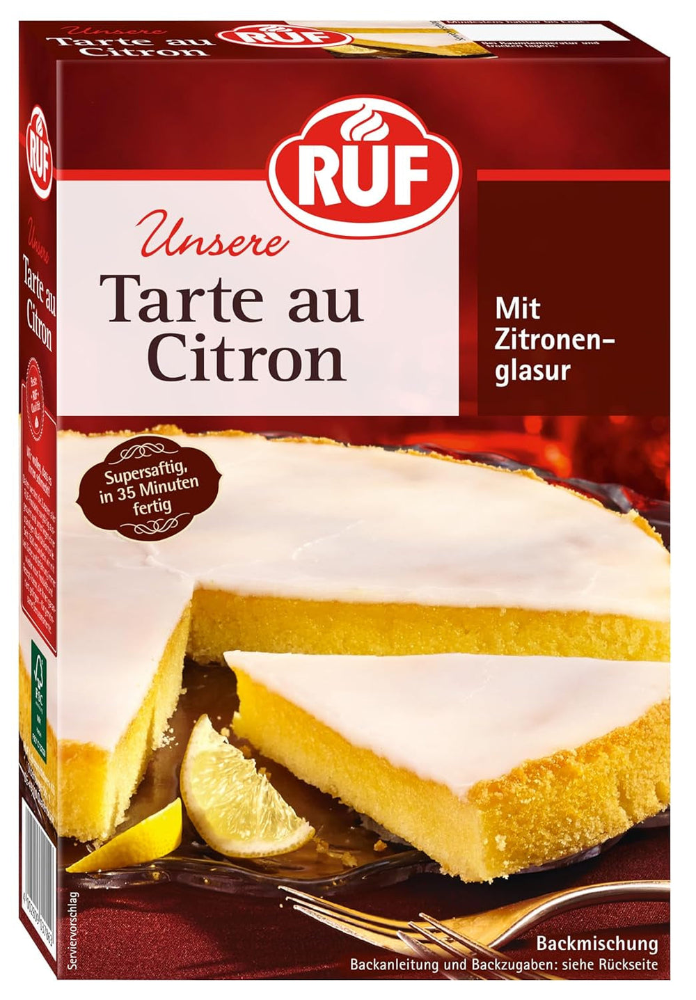 RUF Tarte Au Citron, Backmischung Für Einen Schnellen Zitronen-Kuchen Französische Art, Mit Fruchtiger Zitronen-Glasur Naty Shop Citron 380 G (1Er Pack)