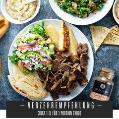 Ankerkraut Gyros, Gewürzmischung für Gyros, également sur la Pfanne ou sur le Grill, avec Zwiebel, Knoblauch, Marjolaine, Cumin, Piment et plus, 80 g dans Korkenglas
