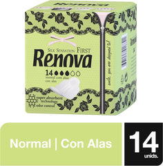Rénovez les premières compresses normales avec des ailes | 14 comprimés | Ultra fin et super absorbant.