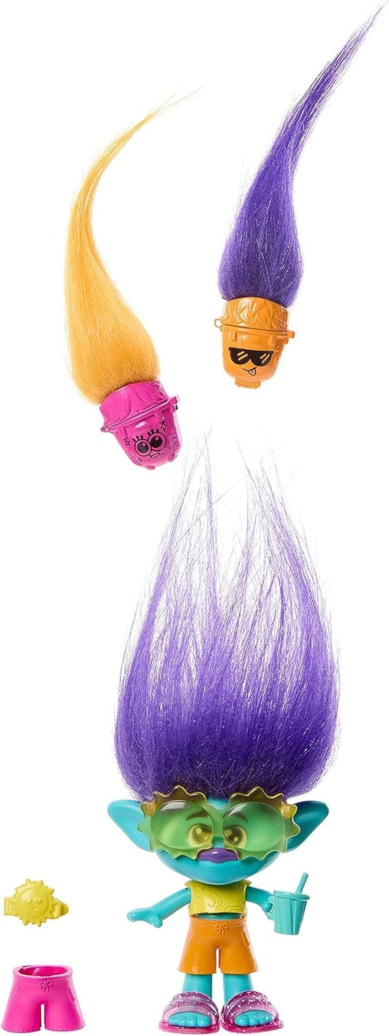 Mattel DREAMWORKS TROLLS Together Strong - Hairy Surprises Poppy Queen Poppy, Viva, Branch et Guy Diamond Peluche Cheveux, 2 Hairy Surprises, Accessoire, À partir de 3 ans, Poupées HNF10 Naty Shop Filiale
