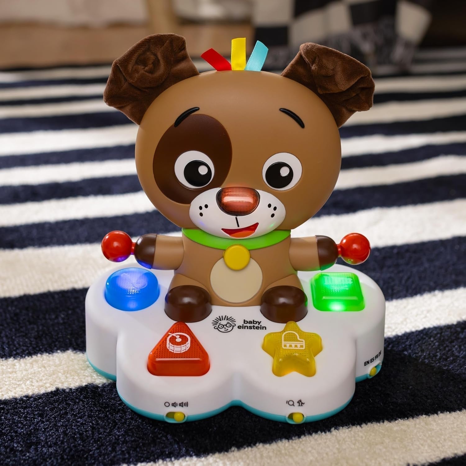 Baby Einstein, Drum & Learn Dean Jouet d'apprentissage musical - Jouet multisensoriel pour bébé, 2 modes de jeu, couleurs, formes et instruments, plus de 50 sons, à partir de 6 mois Jouets pour bébés Naty Shop