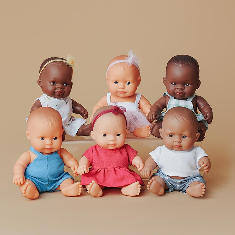 Miniland Puppe, 21cm, afrikanisches Mädchen. In Spanien hergestellt. Anatomisch korrekt. My Friend & Me Collection, African Girl