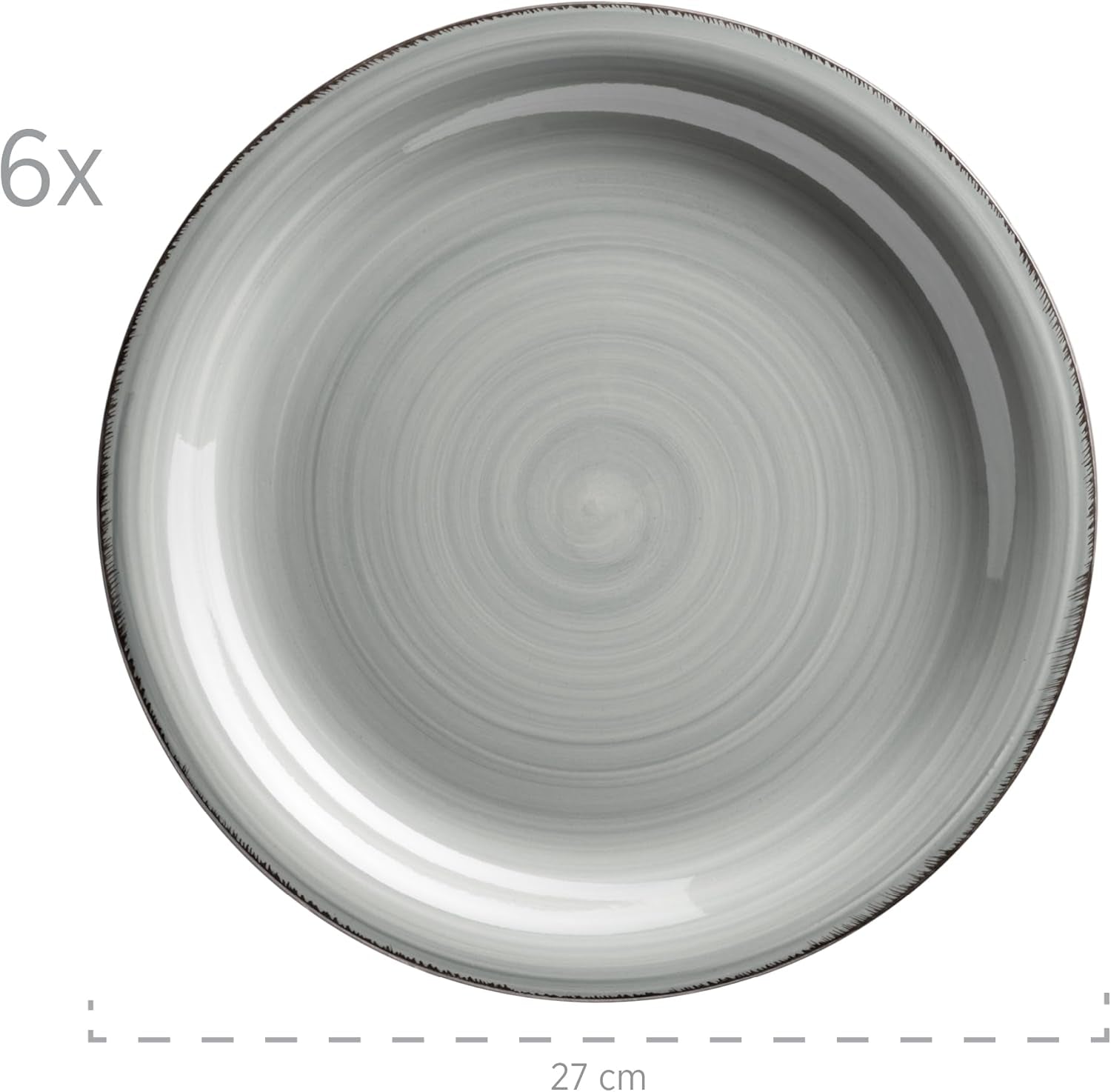 MÄSER 931875 Bel Tempo II Service de table pour 6 personnes au look vintage moderne, service de table 18 pièces, vaisselle en céramique peinte à la main, grès, bleu fumé