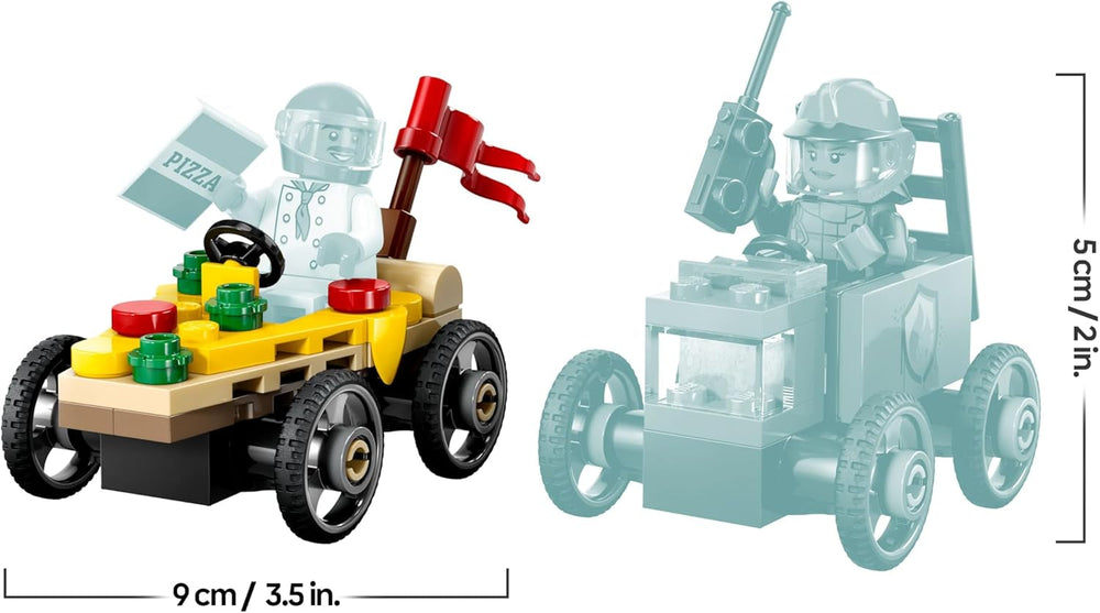 LEGO City Pizzalieferwagen vs. Löschauto - Seifenkisten Spielzeug für Mädchen und Jungen ab 5 Jahren - Bauset mit 2 Fahrer Minifiguren - Geschenk zum Geburtstag & für die Feiertage 60458