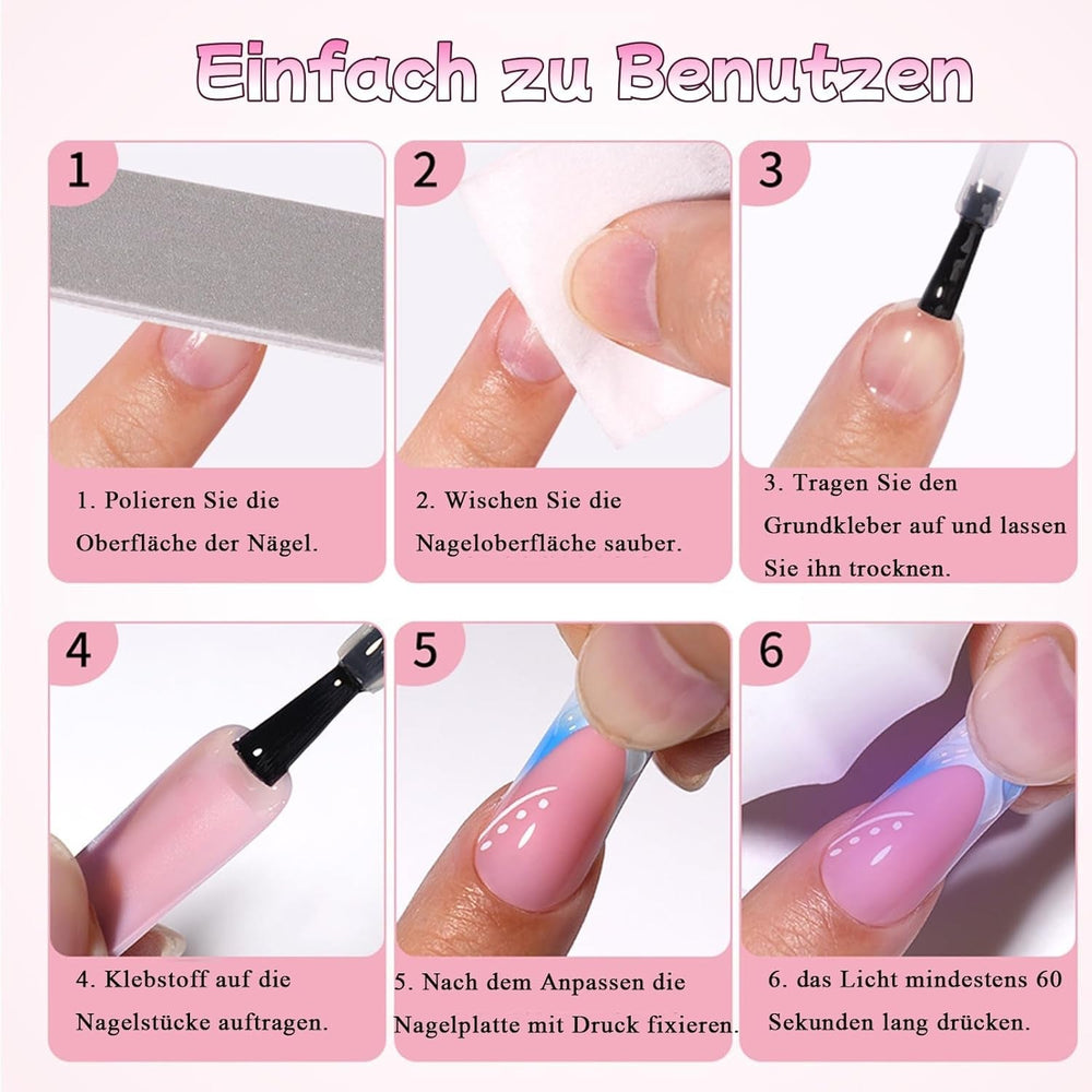 30pcs Faux Ongles Français - Colle sur Ongles Artificiels - Ongles en Gel Doux pour Femme - Ongles Adhésifs Acryliques Manucure Carrée (Rose Français)