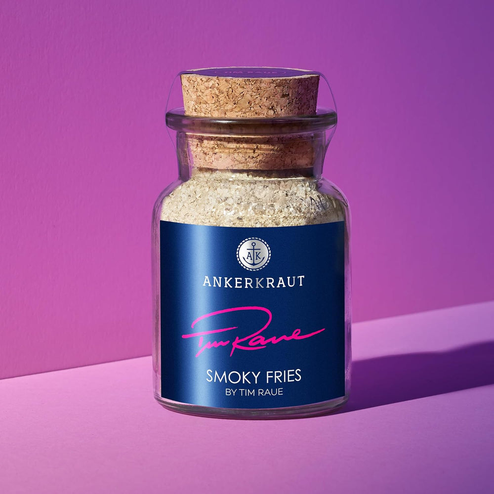 Ankerkraut Smoky Fries de Tim Raue, divers ingrédients pour pommes frites, pommes gourmandes avec arôme raffiné, 145 g dans un verre Korkenglas