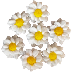 Set 7 decoratiuni comestibile din pasta de zahar, Flori albe Decoratiuni din Pasta de Zahar Naty Shop