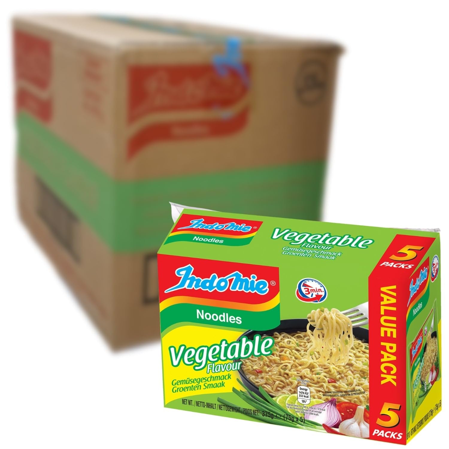 INDOMIE - Nouilles instantanées aux crevettes, paquet de 5 - (1 x 5 x 70 g)