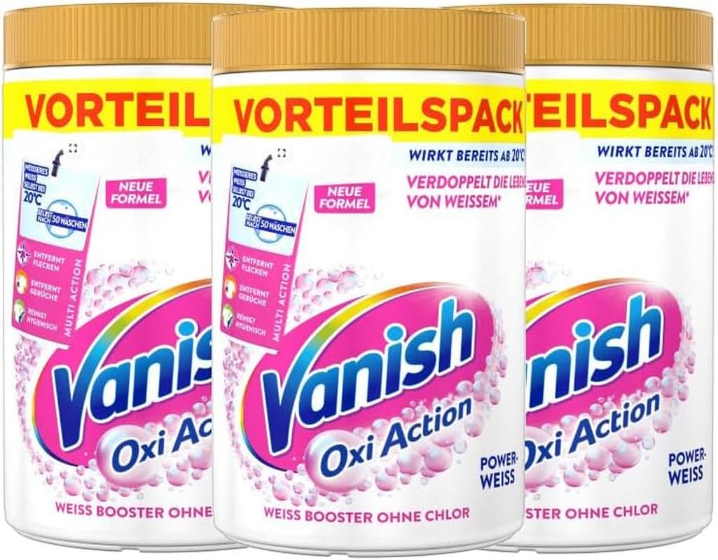 Vanish Oxi Action Powerwhite Powder - 1 X 1,125 Kg - détachant et poudre améliorant le linge sans chlore - pour linge blanc